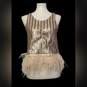 English Factory feather sequin top party holiday New Years chic fun